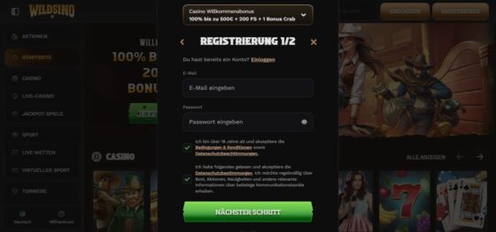 Wildsino anmeldung