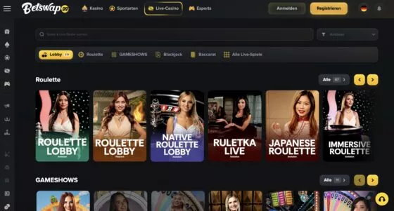 Betswap Live-Casino