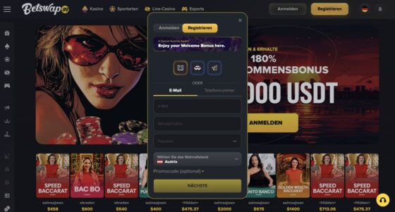 Betswap-Registrierung