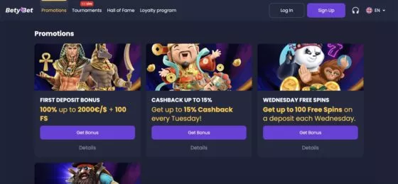 BetyBet Casino-Aktionen
