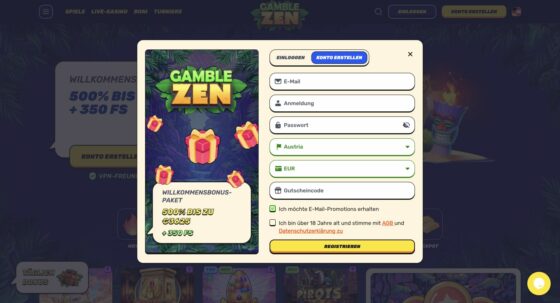 Gamblezen-Registrierung