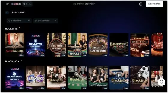 Gizbo Live-Casino