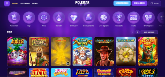 Screenshot der Casino-Seite von Polestar Casino