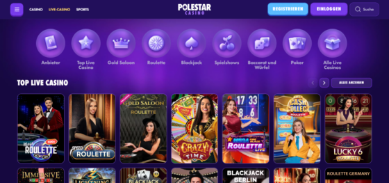 Screenshot der Live-Casino-Seite von Polestar Casino