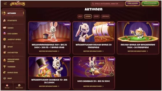Magius Casino-Aktionen
