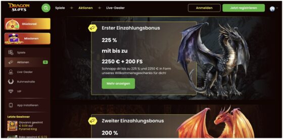 DragonSlots Casino-Aktionen