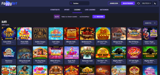 Kasino-Seite von Foggybet Casino