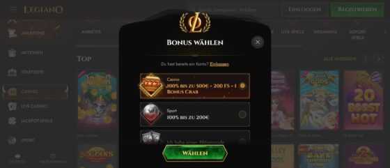 Legiano Konto Anmeldung