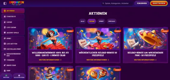 DuoSpin Casino-Aktionen