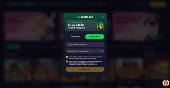 Spinoloco Casino-Registrierung