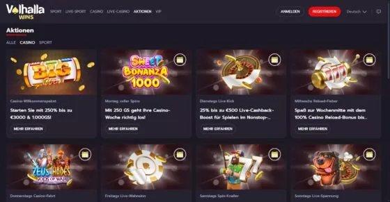 Valhalla Casino-Aktionen