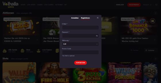 Valhalla Wins Registrierung