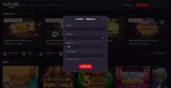 Valhalla Casino-Registrierung