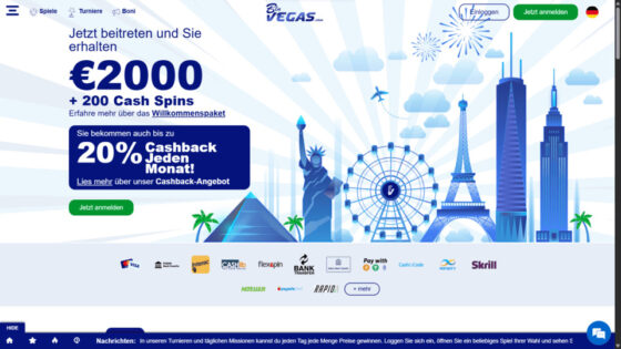 BluVegas Hauptseite
