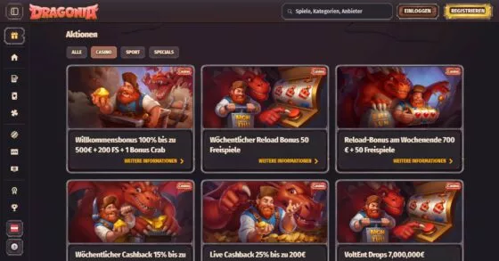 Dragonia Casino-Aktionen