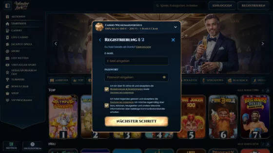 Wonderluck Casino-Registrierung