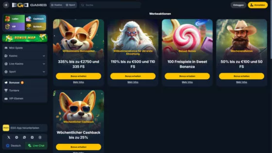 EgoGames Casino-Aktionen