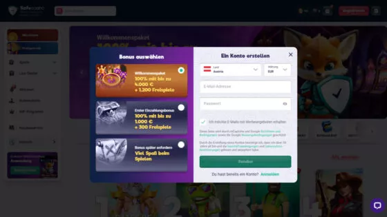Safecasino Casino-Registrierung
