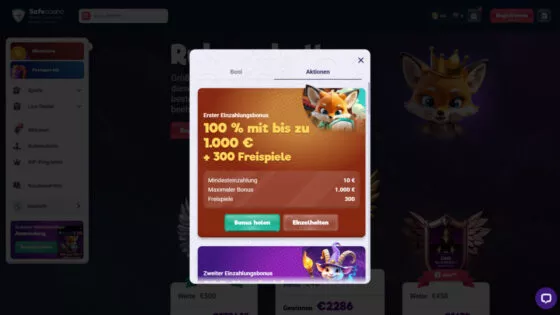 Safecasino Casino-Aktionen