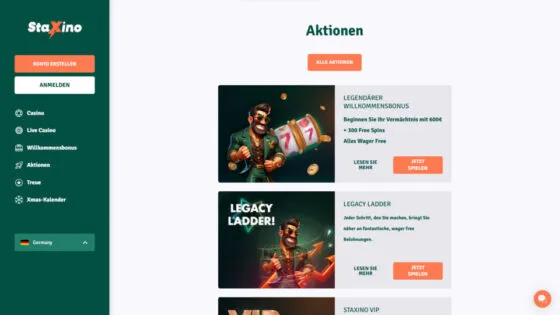 Staxino Casino-Aktionen