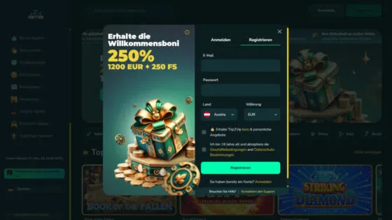 Trip2vip Casino-Registrierung