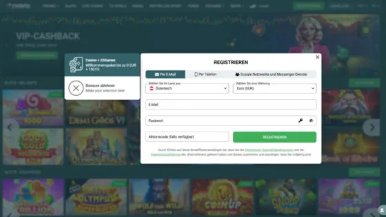 22casino Casino-Registrierung
