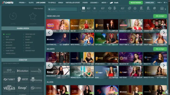 22casino Live-Casino