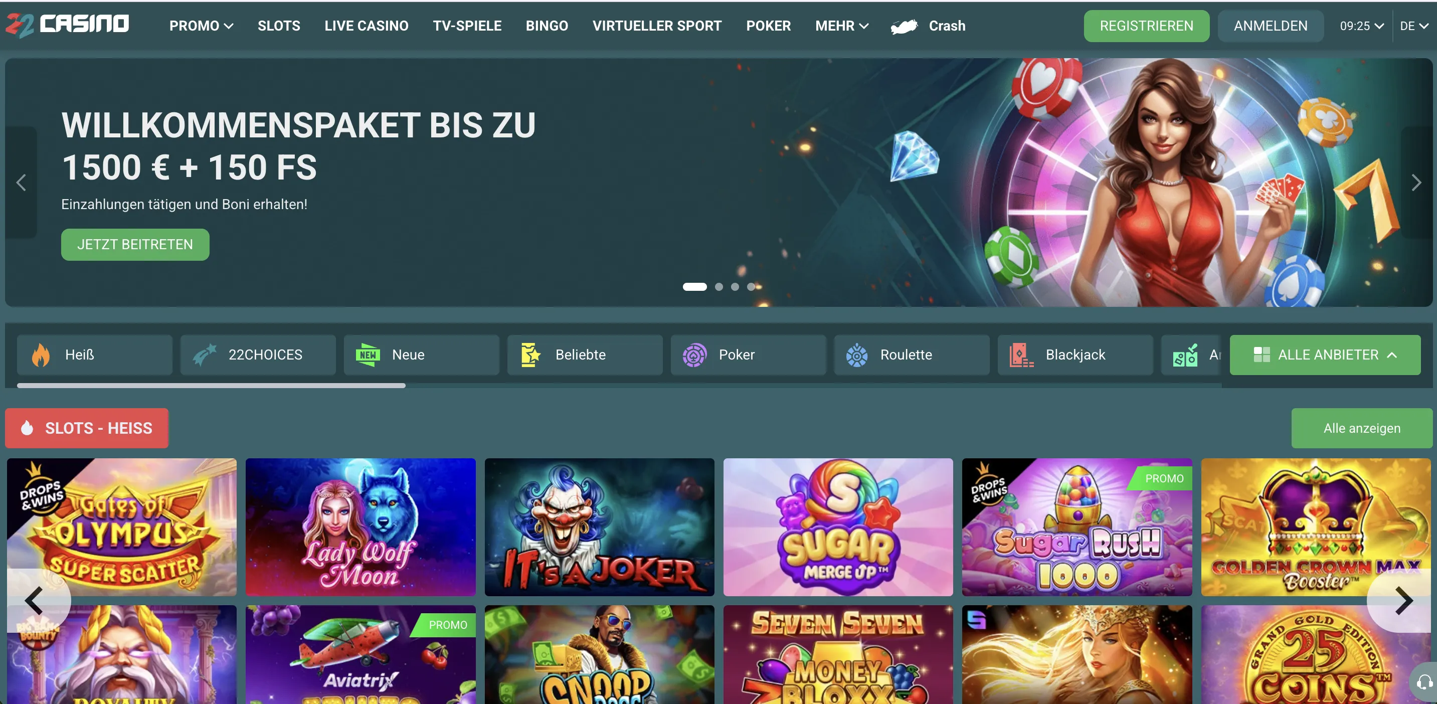 22Casino-Hauptlobby