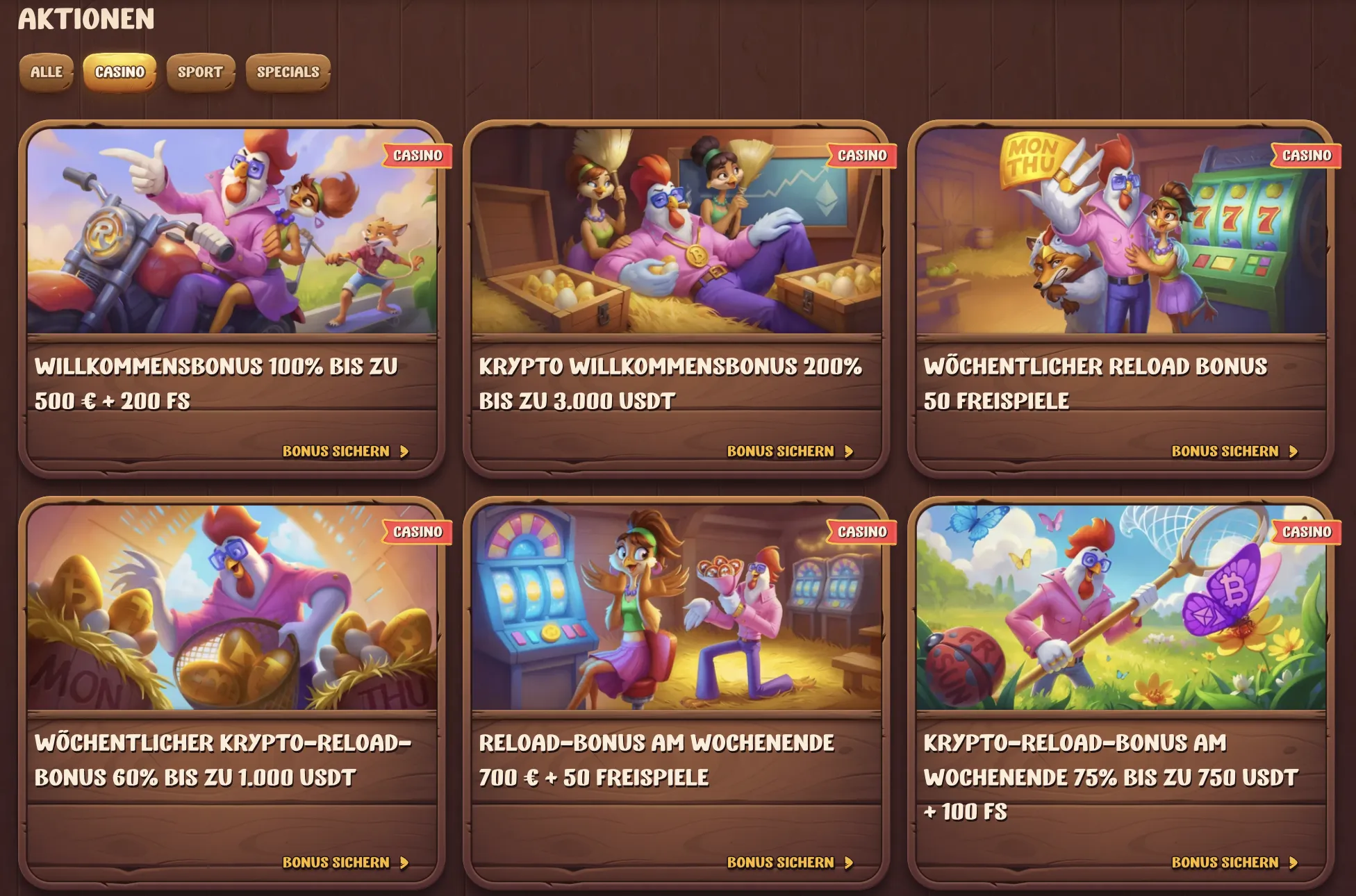 Verfügbare Bonusangebote im Roostino Casino