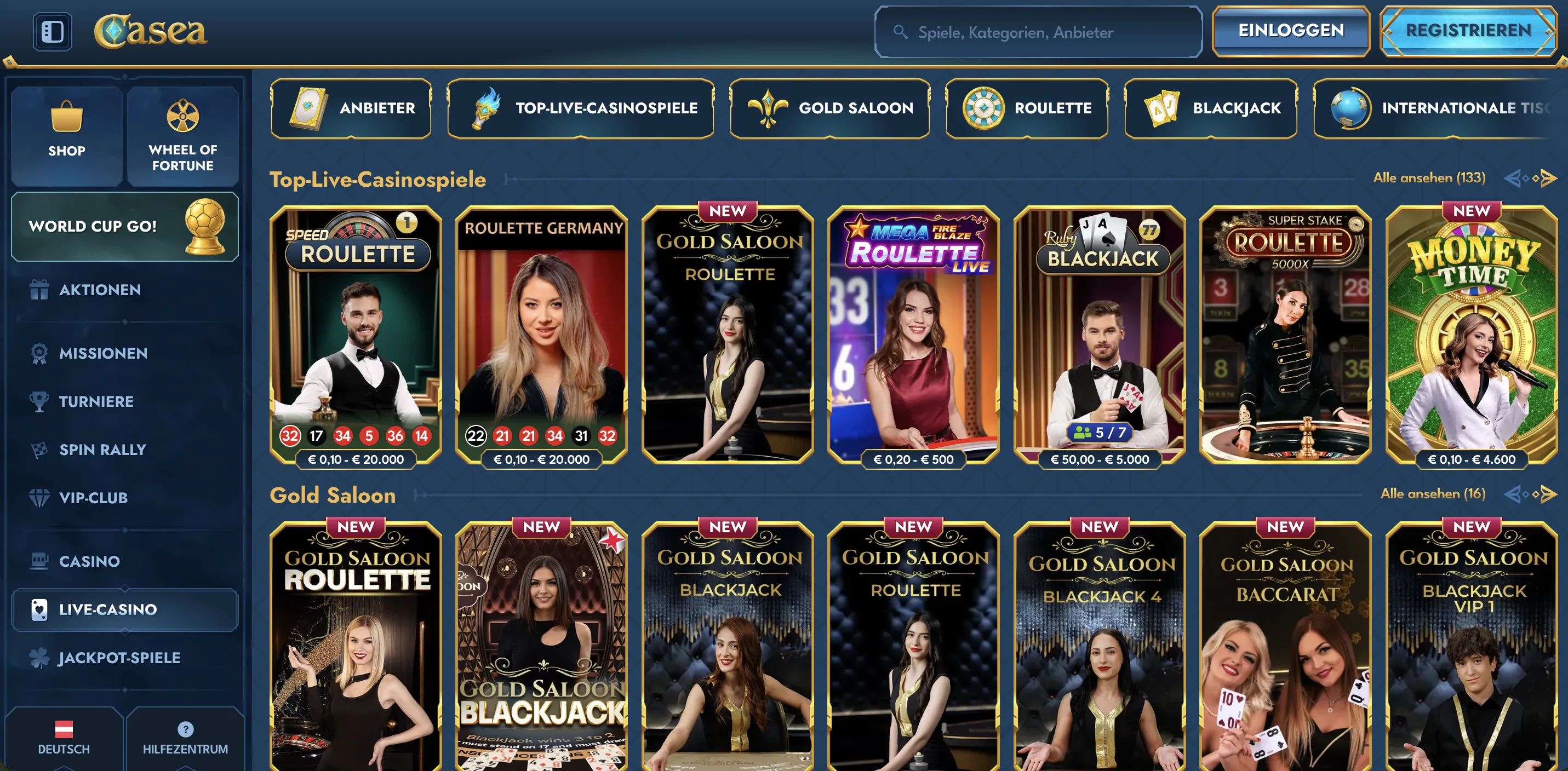 Casea Live-Casino im Überblick